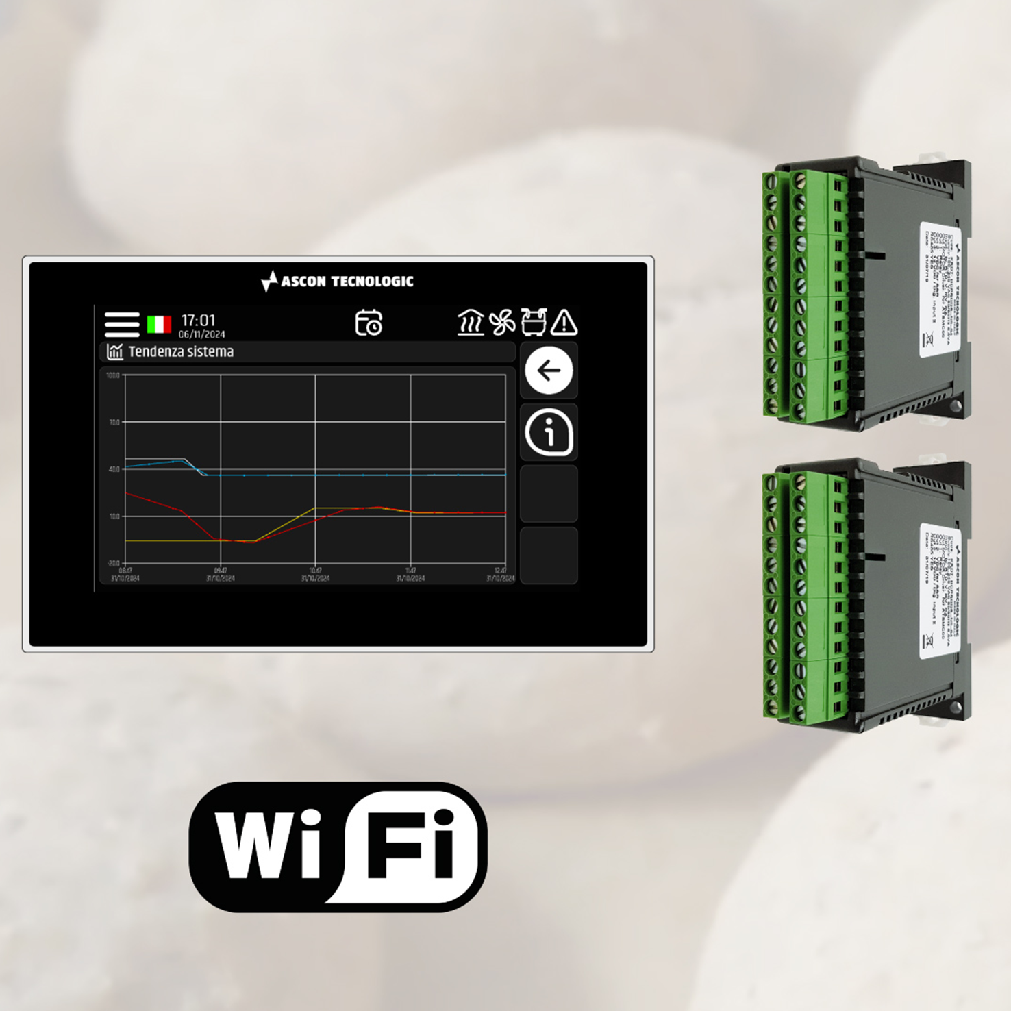 Pannello operatore touch 4,3" PFX4 e due regolatori X36P